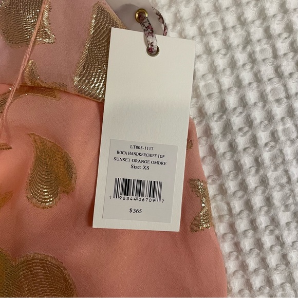 NWT LoveShackFancy Exclusive Boca Handkerchief Top in Sunset Ombré Orange XS + L - Picture 6 of 10